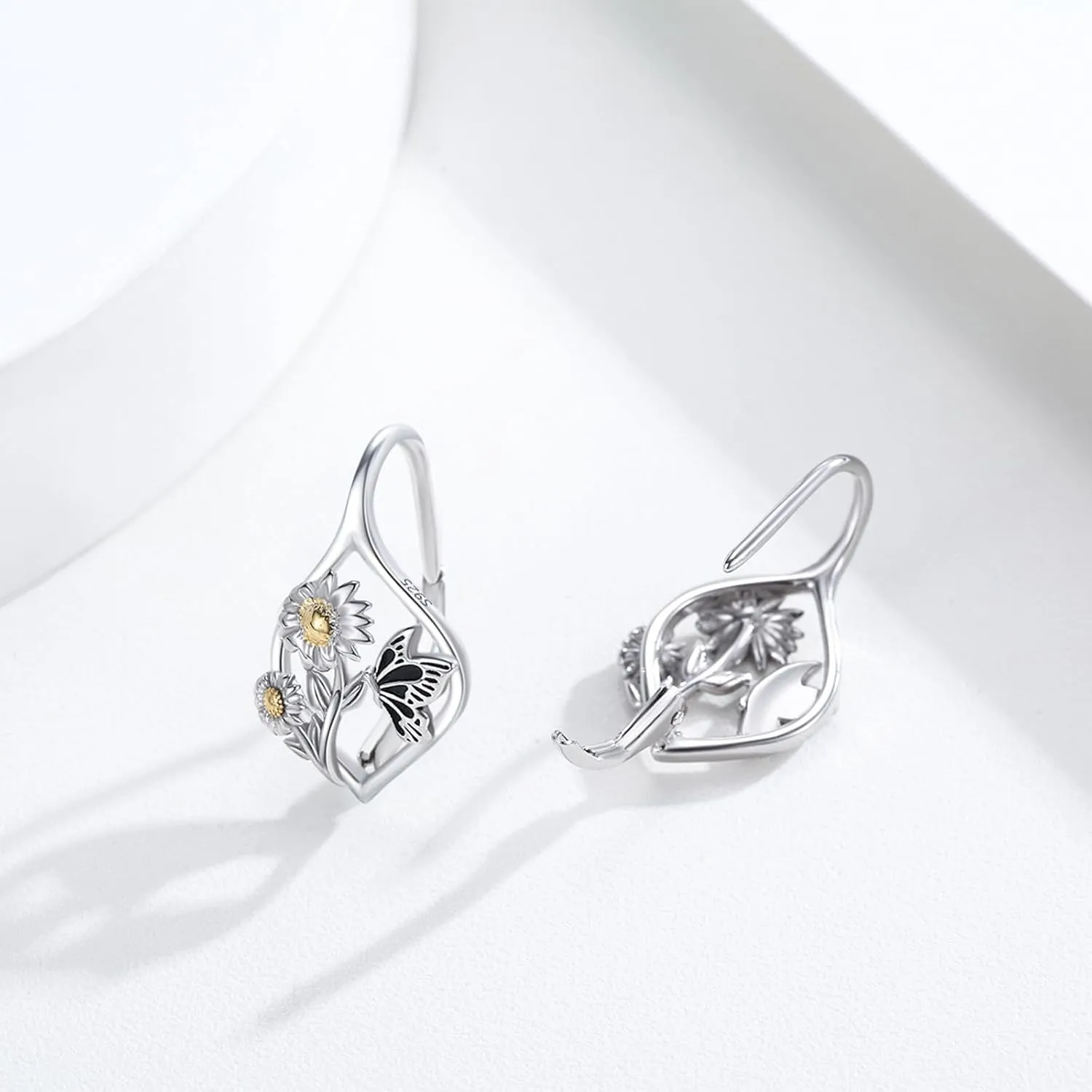 Hypoallergenic Panda/Highland Cow/Elephant/Dragonfly/Cat Hoop Earrings for Women 925 Sterling Silver Animal Leverback Hoop Earrings Jewelry Gifts for Sensitive Ears