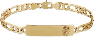 HZMAN 14K Gold Plated Figaro Chain Link Bracelet for Women Dainty Religious Saint Jude ID Bracelet Jewelry Gift