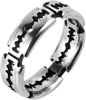 HZMAN Men's Punk Stainless Steel Silver Gothic Double Edge Blades Ring Bands