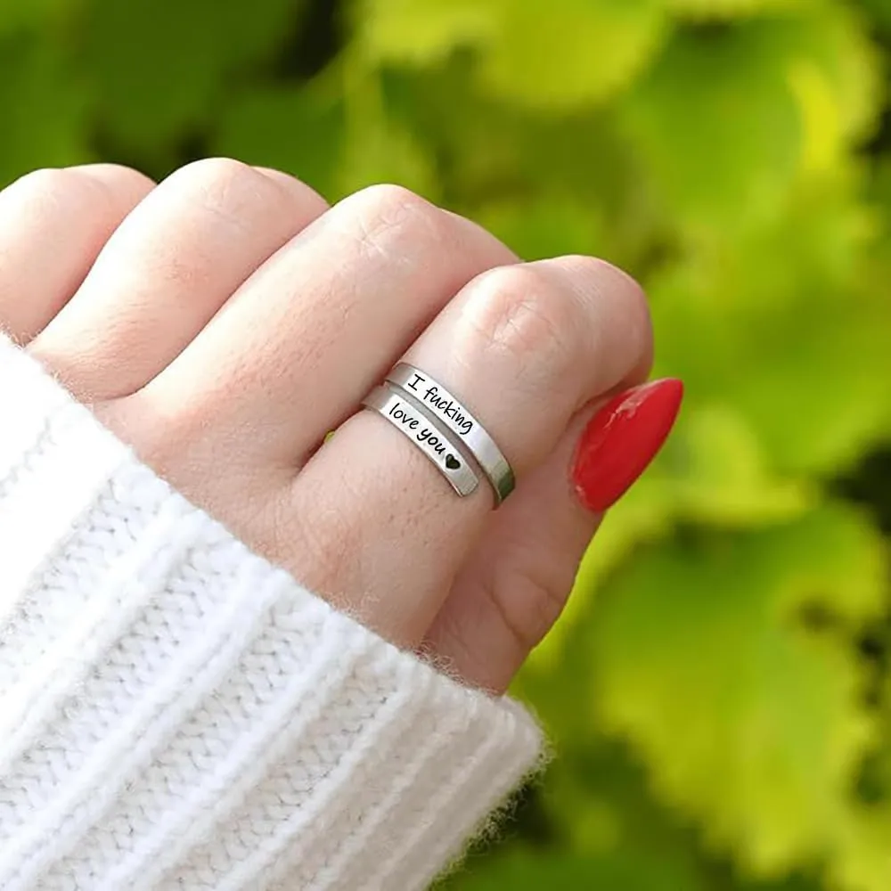 I Fcking Love You Ring For Women, Hope Rings Adjustable Stainless Steel Silver Promise Jewelry Gift