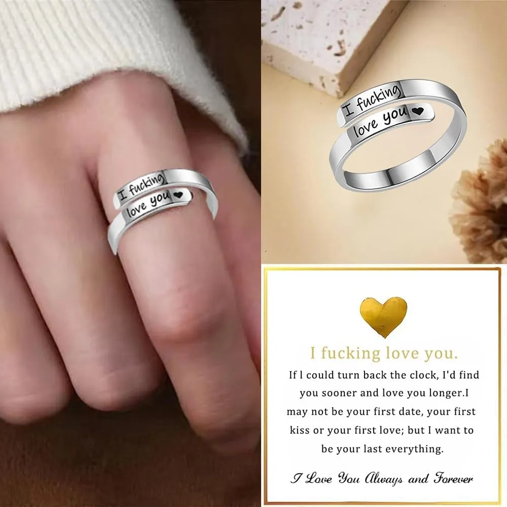 I Fcking Love You Ring For Women, Hope Rings Adjustable Stainless Steel Silver Promise Jewelry Gift