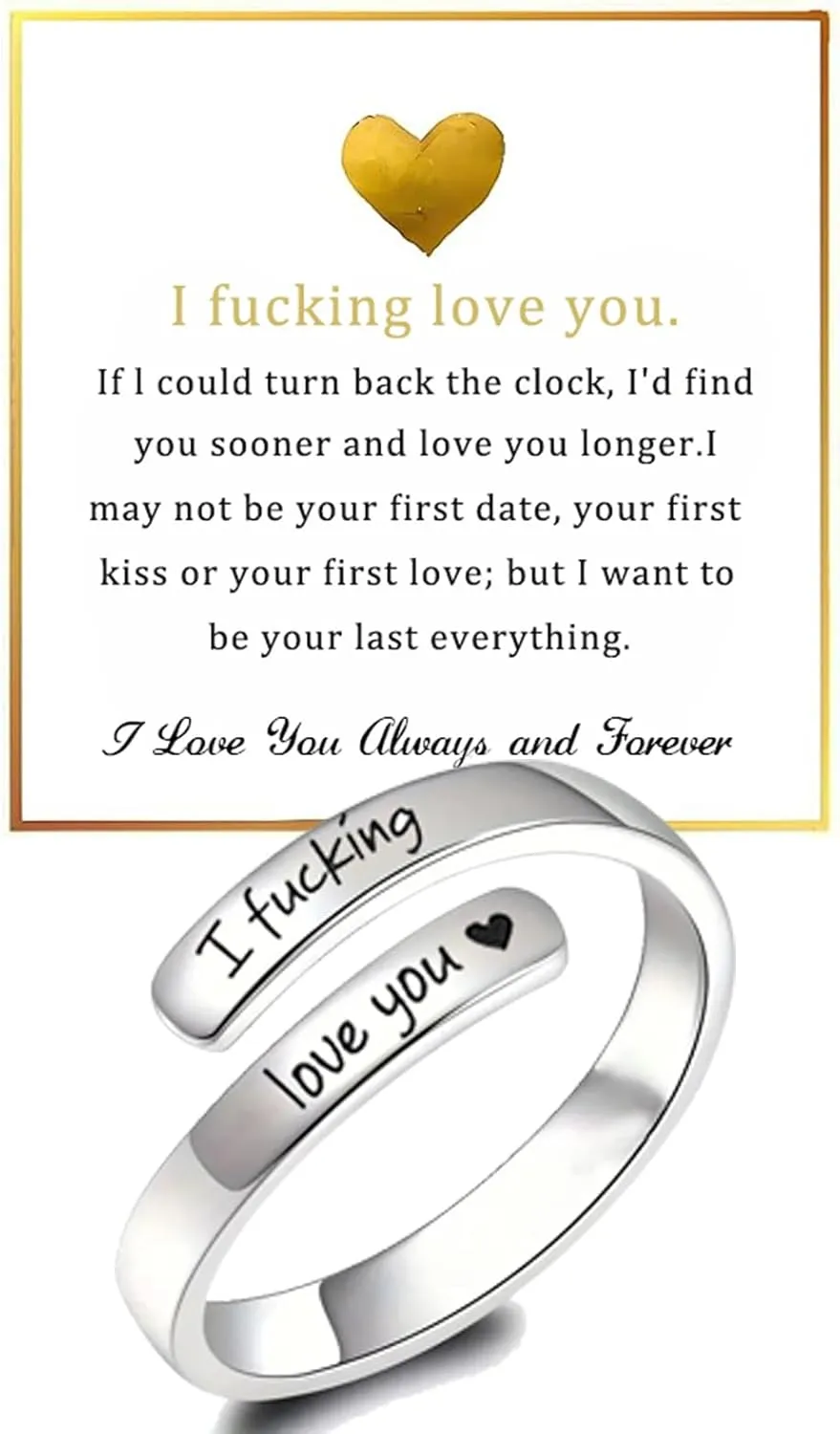 I Fcking Love You Ring For Women, Hope Rings Adjustable Stainless Steel Silver Promise Jewelry Gift