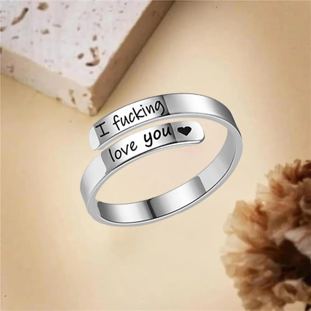 I Fcking Love You Ring For Women, Hope Rings Adjustable Stainless Steel Silver Promise Jewelry Gift