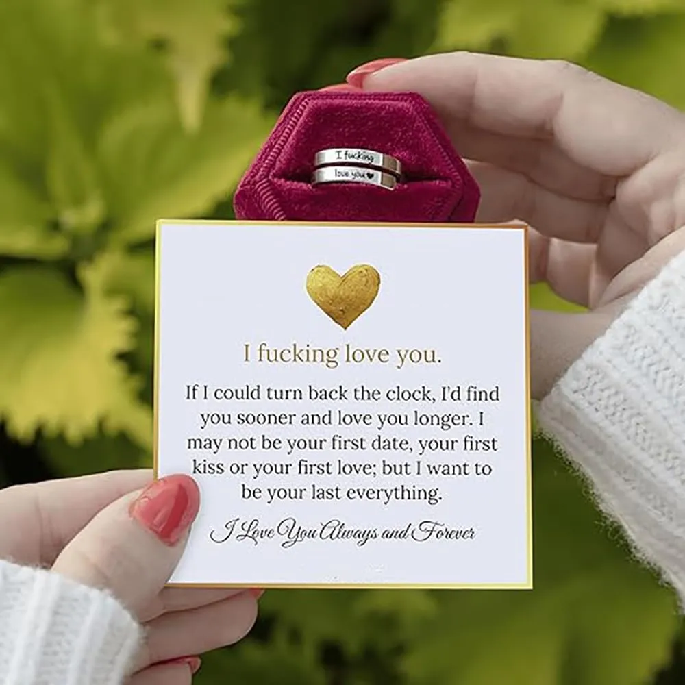 I Fcking Love You Ring For Women, Hope Rings Adjustable Stainless Steel Silver Promise Jewelry Gift
