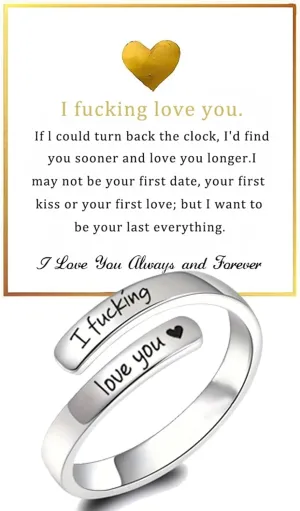 I Fcking Love You Ring For Women, Hope Rings Adjustable Stainless Steel Silver Promise Jewelry Gift