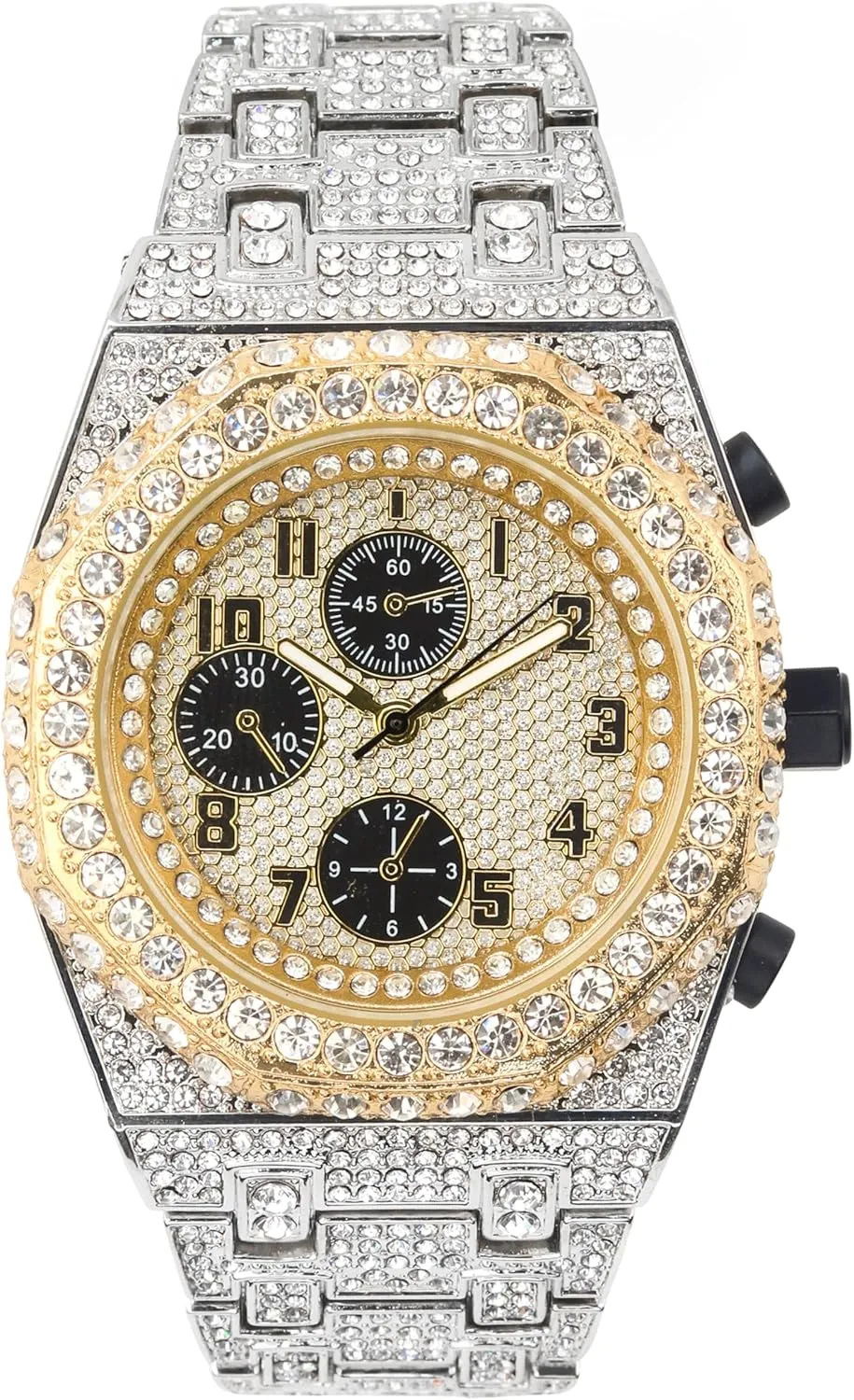 ICE STAR Men's Fully Iced Out 42mm Octagon Diamond Watch, Quartz Movement