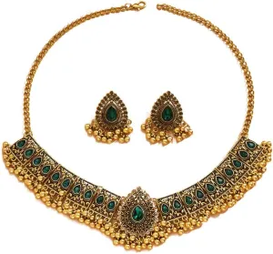 Indian Wedding Bridal Traditional Bohemian Jewellery Set for Women Girls Antique Oxidized Ethnic Party Prom Wear Statement Necklace Earring Tassel Bollywood Choker Punk Crystal Fashion Gift for Bride