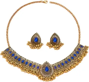 Indian Wedding Bridal Traditional Bohemian Jewellery Set for Women Girls Antique Oxidized Ethnic Party Prom Wear Statement Necklace Earring Tassel Bollywood Choker Punk Crystal Fashion Gift for Bride