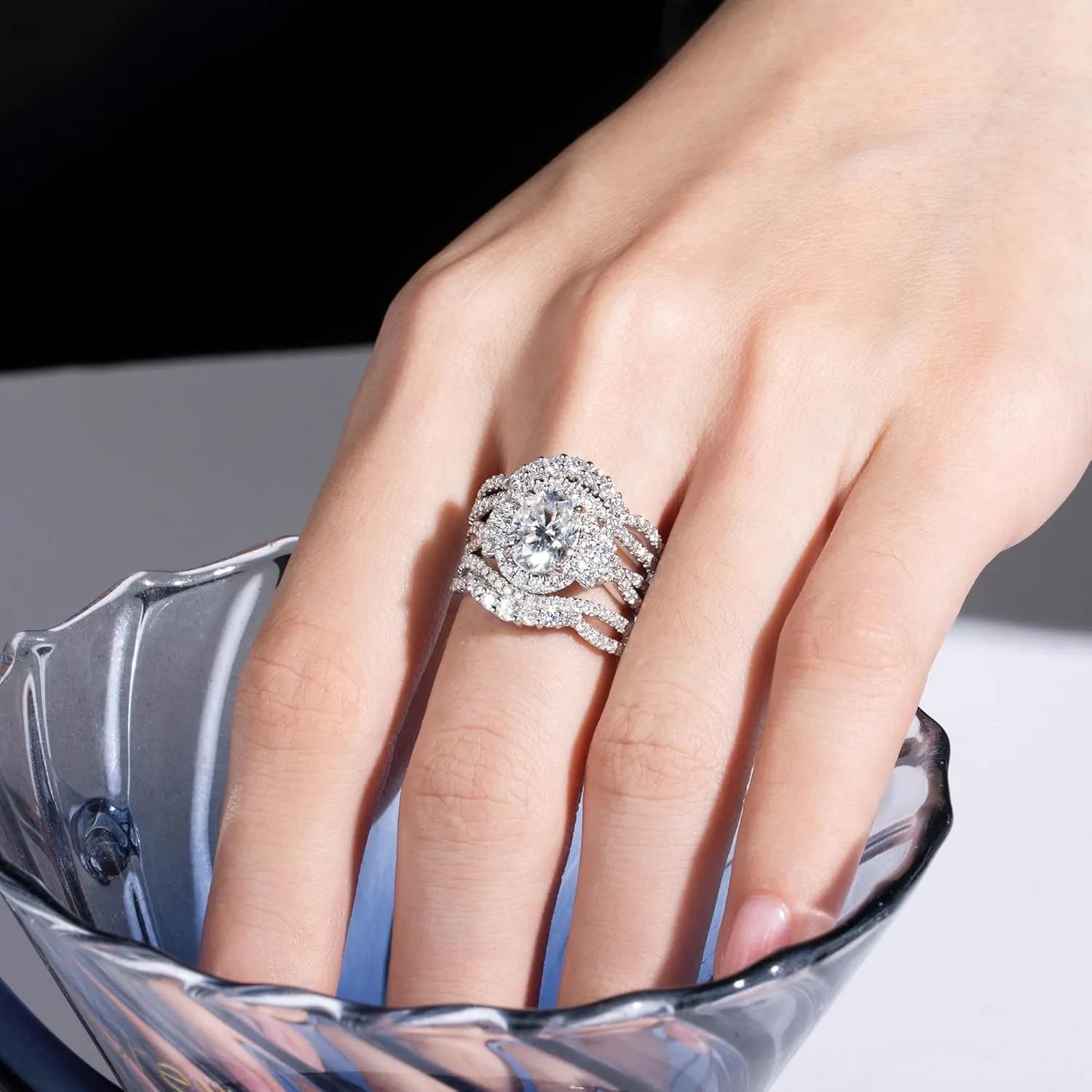 Infinity 2.0 mm Moissanite Bezel Eternity Ring Wedding Band for Women VVS D-color Moissanite Anniversary Engagement Twisting Channel Eternity Bands Platinum-Plated Silver Stacking Rings