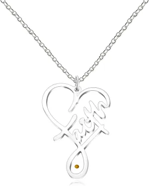 Infinity Heart Faith Necklace for Women | Engraved Inspirational Pendant with 'Faith' Script | Inspirational Religious Jewelry for Christian