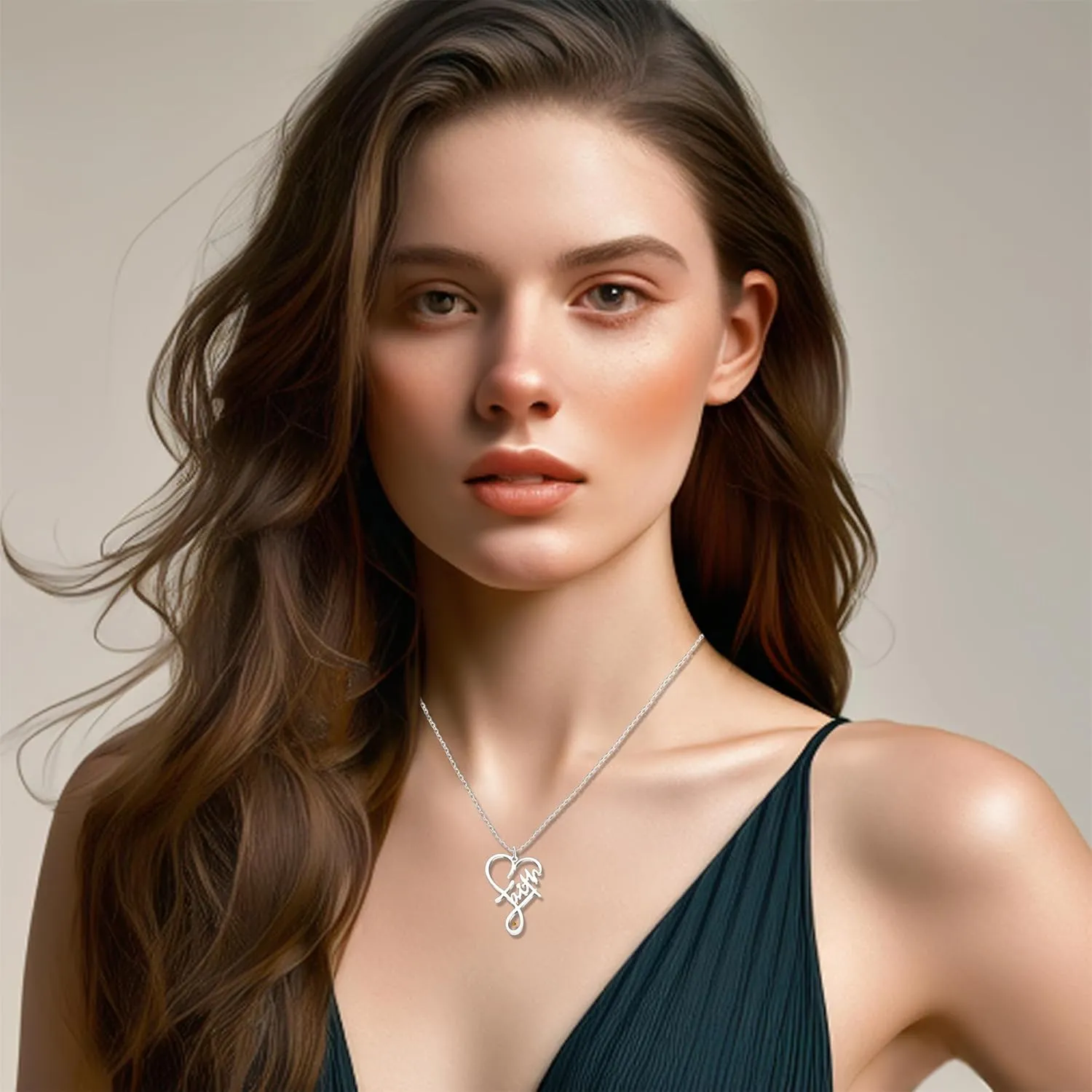 Infinity Heart Faith Necklace for Women | Engraved Inspirational Pendant with 'Faith' Script | Inspirational Religious Jewelry for Christian