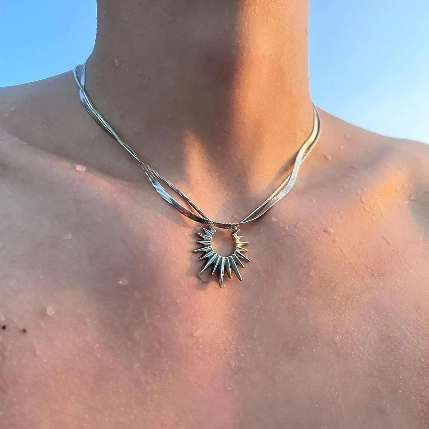 Irregular Y2k Double Layered Mango Necklace for Women with Collarbone Chain Fashionable and Versatile Women's