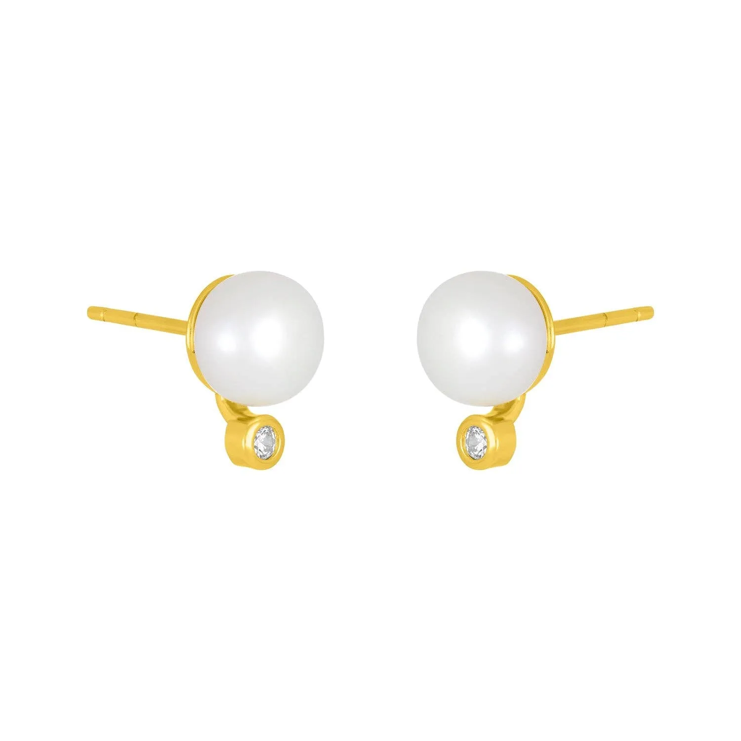 ISADORE PEARL STUDS: GOLD