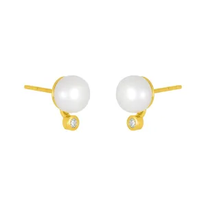 ISADORE PEARL STUDS: GOLD