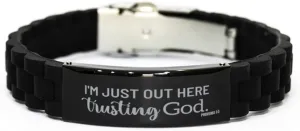 Israel Prayer Glidelock Clasp Bracelet, I'm Just Out Here Trusting God, Israel Prayer Gifts, Birthday Jewelry for Her Mother Daughter