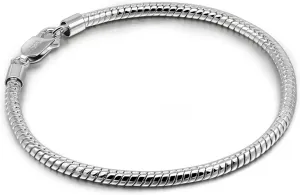Italy Smooth 3MM 4MM Round Snake Chain Bracelet Solid 925 Sterling Silver Men Women 6.3" 6.7" 7" 7.5" 8" 8.5" 9" 9.5" Bangle Charm Jewelry Gift
