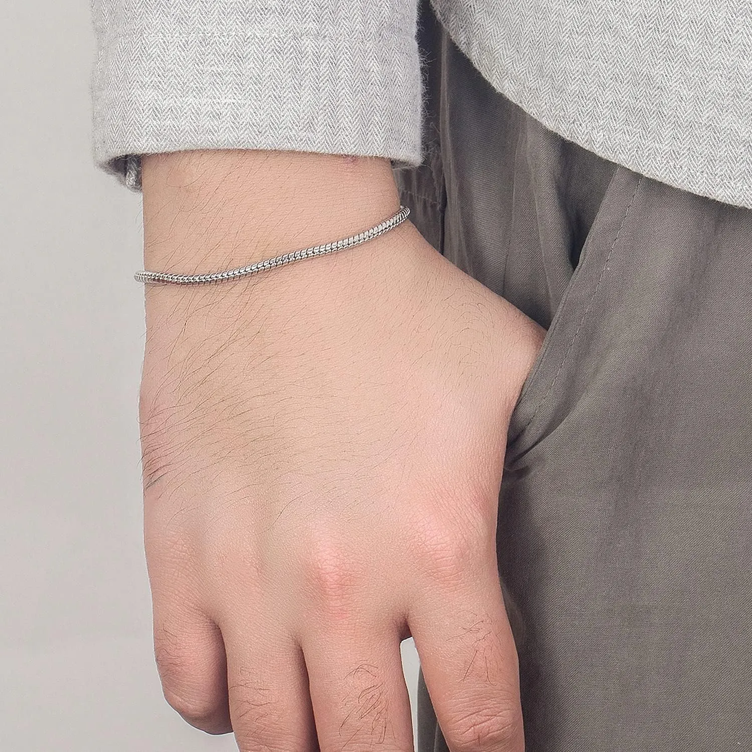 Italy Smooth 3MM 4MM Round Snake Chain Bracelet Solid 925 Sterling Silver Men Women 6.3" 6.7" 7" 7.5" 8" 8.5" 9" 9.5" Bangle Charm Jewelry Gift