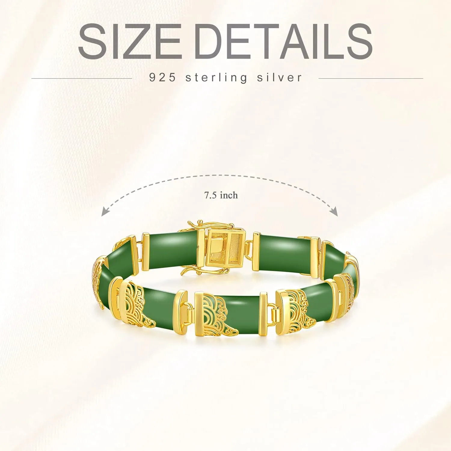 Jade Bracelets for Women 18kt Gold Plated Sterling Silver Fortune Bangle Bracelet Fine Jewelry Birthday Mothers Day Christmas Gifts for Mom Grandma Wife Sister