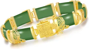 Jade Bracelets for Women 18kt Gold Plated Sterling Silver Fortune Bangle Bracelet Fine Jewelry Birthday Mothers Day Christmas Gifts for Mom Grandma Wife Sister