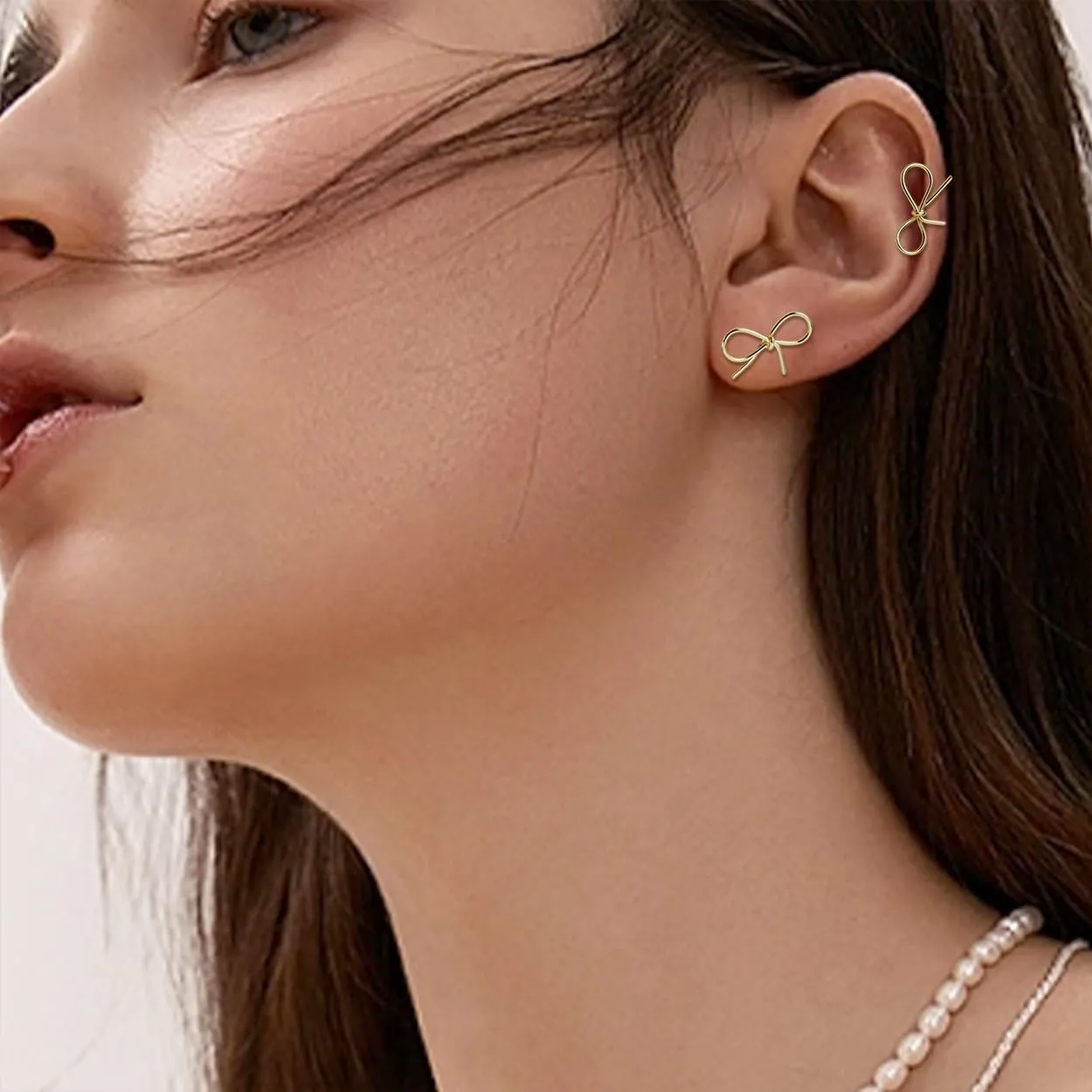 JeanBeau Small Bow Stud Earrings for Women Cute Ribbon Bowknot Studs Cartilage Hypoallergenic Holiday Party Prom Trendy Jewelry Gift