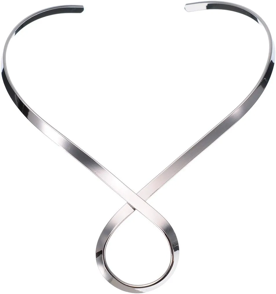 Jerollin Gold/Silver Choker Collar Necklaces for Women, Stainless Steel Gold Statement Necklace Open Choker Bib Necklace African Jewelry Necklace