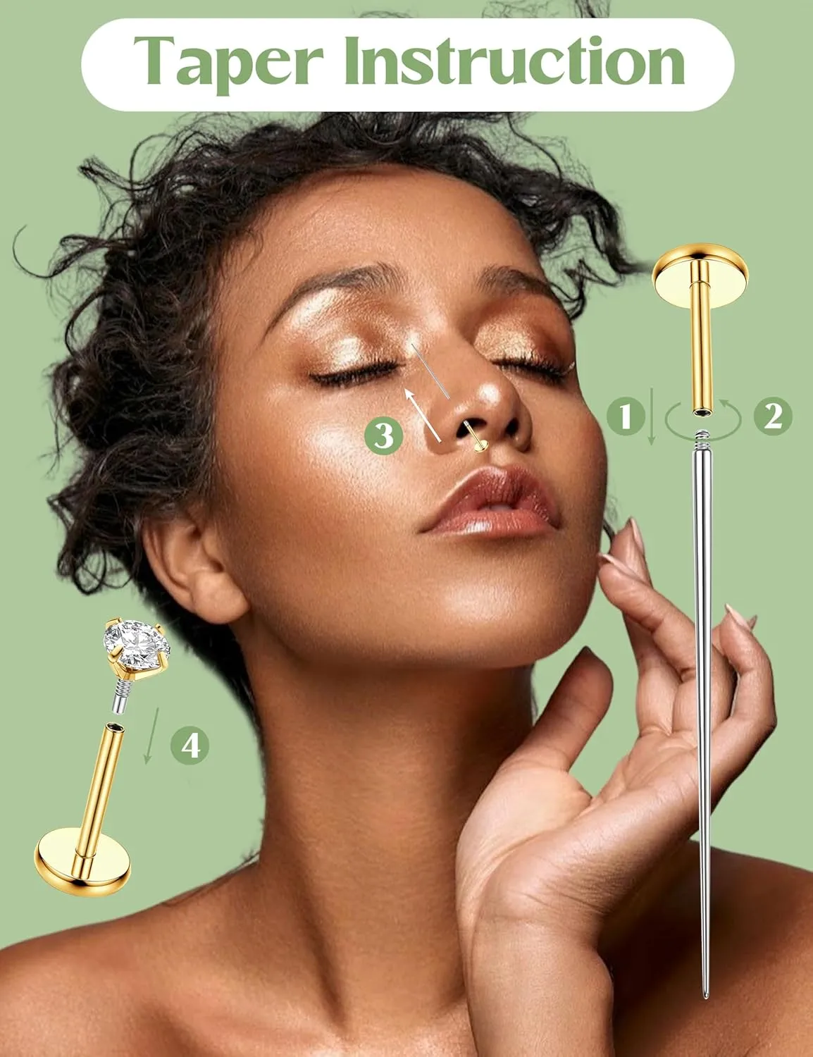JeryWe 16/18G Nose Rings Stud for Women Men - 14K Gold Plated Internal Thread Flat Back Earrings Surgical Steel Hypoallergenic Tragus Helix Conch Piercing Jewelry Labret Lip Nose Ring Cartilage Earrings
