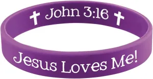 Jesus Loves Me Christian Religious Rubber Bracelet with Card, 2 1/4 Inch