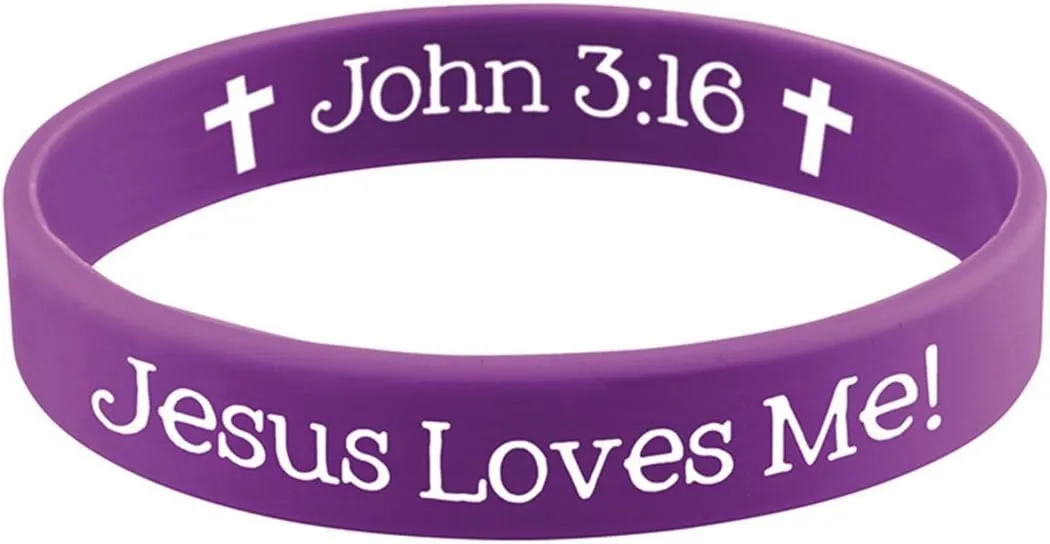 Jesus Loves Me Christian Religious Rubber Bracelet with Card, 2 1/4 Inch