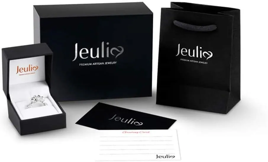Jeulia 2 Carat Crown 925 Sterling Silver Ring For Women Crown Two Tone Round Cut Wedding Ring Sets Gold Plated Wedding Band Cubic Zirconia Engagement Ring Anniversary Promise with Jewelry Box