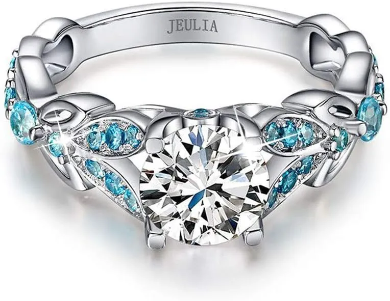 Jeulia 4.3 Carat Personalized Sterling Silver Butterfly Rings for Women Purple Amethyst Bridal Round Cut Wedding Engagement Eternity Valentine's Promise Ring Set