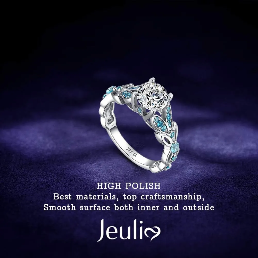 Jeulia 4.3 Carat Personalized Sterling Silver Butterfly Rings for Women Purple Amethyst Bridal Round Cut Wedding Engagement Eternity Valentine's Promise Ring Set