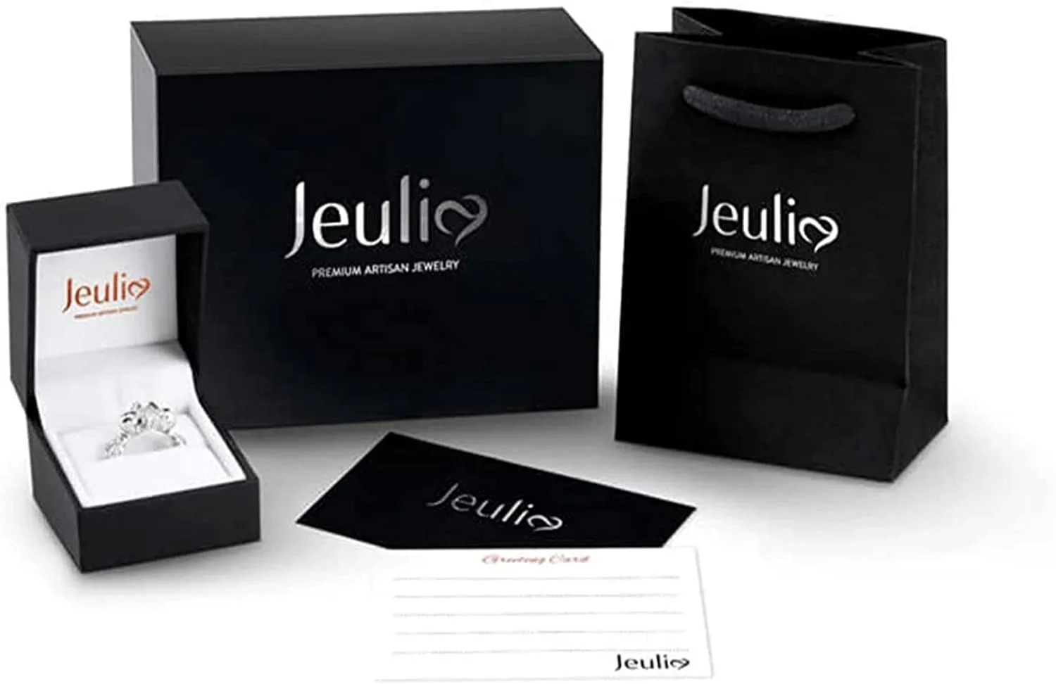 Jeulia Heart Cut Solitaire Silver Ring: Wrap Yellow Gold-Plated Platinum Cubic Zirconia Engagement Band Anniversary Promise Bridal Set Valentine's Jewelry Gift with Box
