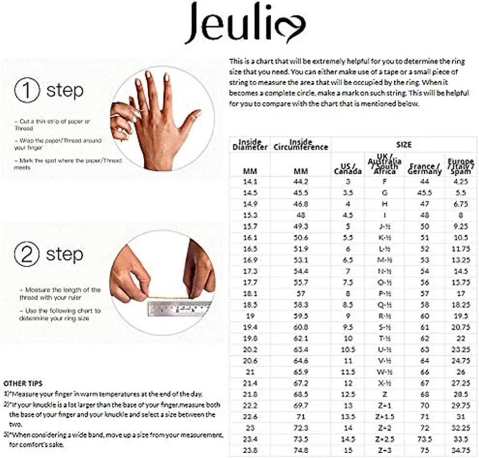Jeulia "Skull Couple Heart Cut Sterling Silver Enhancer Ring Set for Women Wife Girlfriend Engagement Wedding Anniversary Valentins Day Birthday With Jewelry Box
