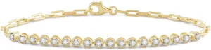 Jewelili Yellow Gold Plated 925 Sterling Silver Diamond Bracelet for Women | 0.50 CTW Wedding Jewelry | H Color I1 Clarity | Lab Grown Diamond Bracelet | Jewelry Gift Box