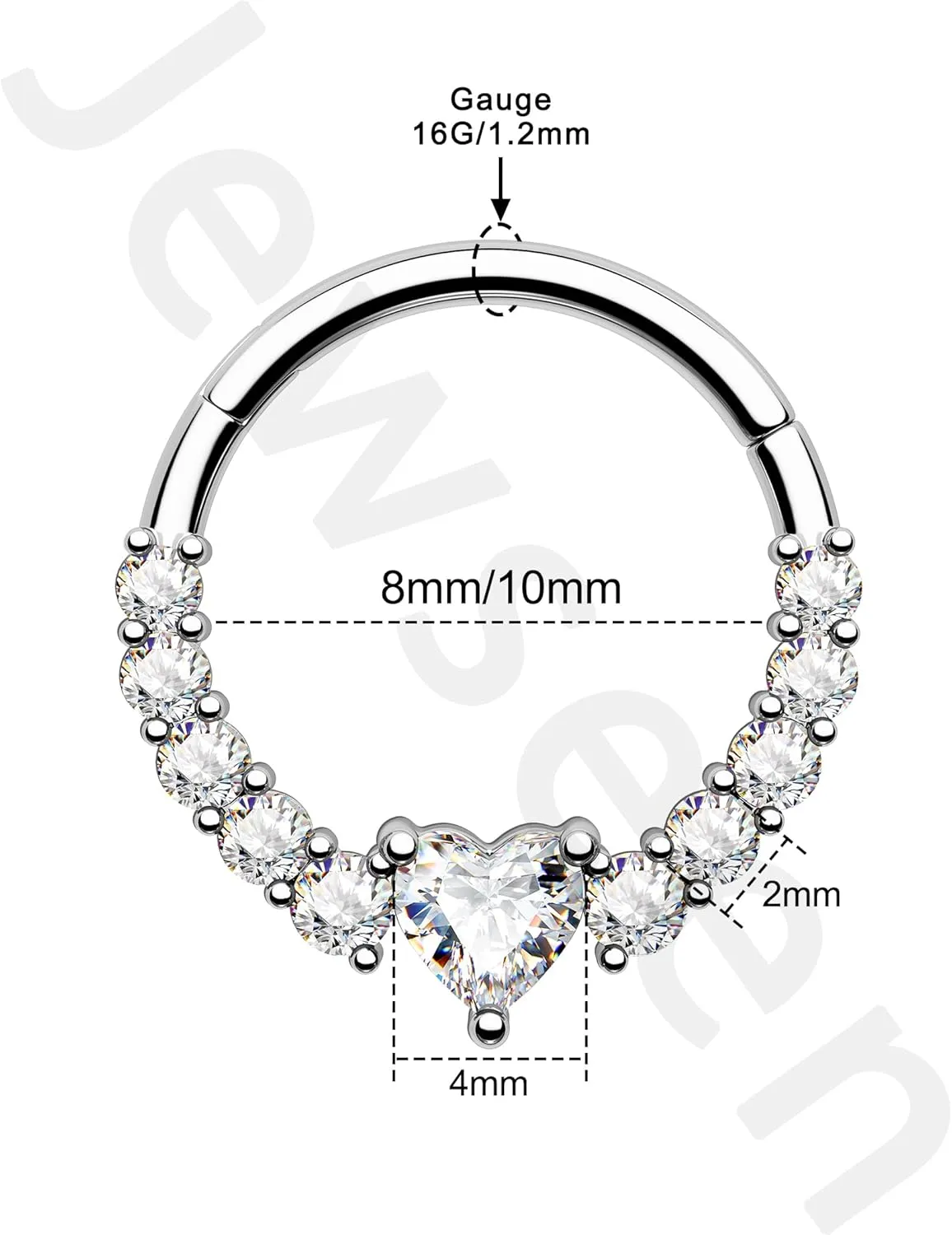 Jewseen 16g Septum Rings 316L Surgical Steel Heart Cartilage Hoop Earrings Daith Piercing Jewelry Tragus Helix Earrings for Women Men