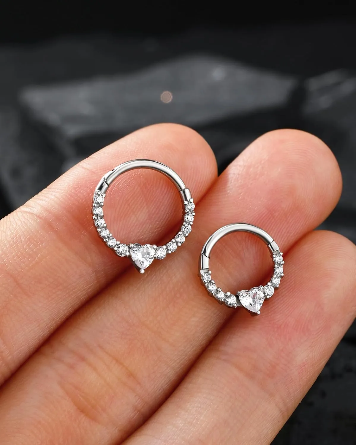 Jewseen 16g Septum Rings 316L Surgical Steel Heart Cartilage Hoop Earrings Daith Piercing Jewelry Tragus Helix Earrings for Women Men