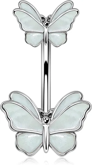 Jewseen Butterfly Belly Button Ring 14g Belly Rings for Women Surgical Steel Belly Button Piercing Gold Belly Button Rings Belly Piercing Jewelry