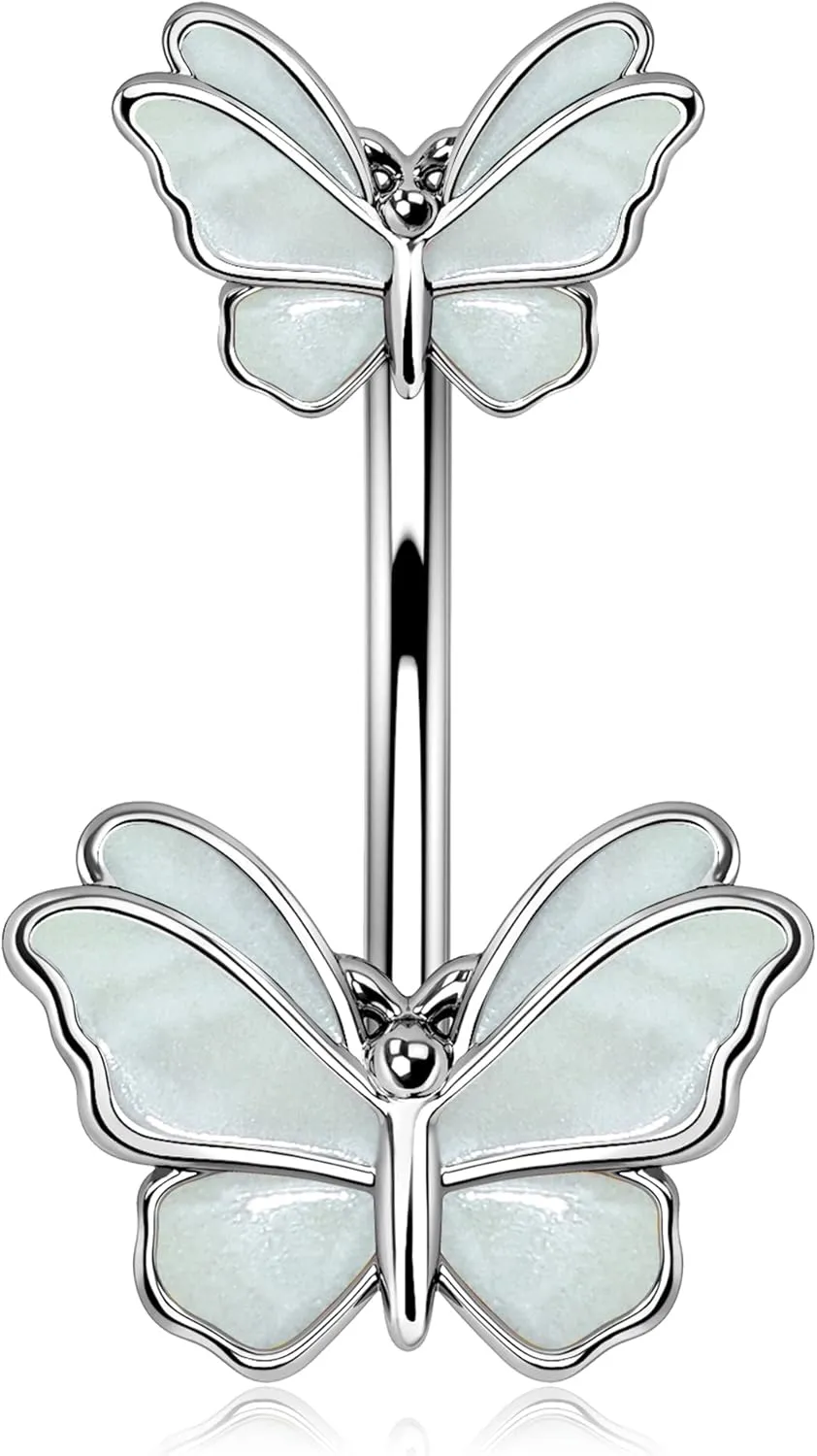Jewseen Butterfly Belly Button Ring 14g Belly Rings for Women Surgical Steel Belly Button Piercing Gold Belly Button Rings Belly Piercing Jewelry