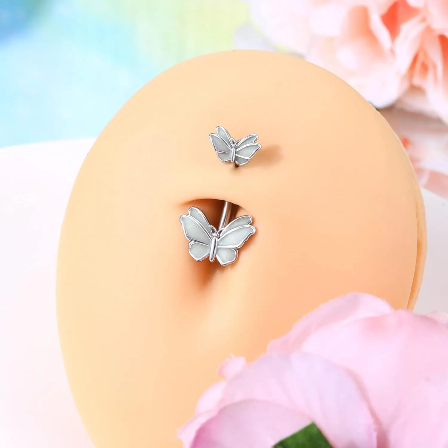 Jewseen Butterfly Belly Button Ring 14g Belly Rings for Women Surgical Steel Belly Button Piercing Gold Belly Button Rings Belly Piercing Jewelry