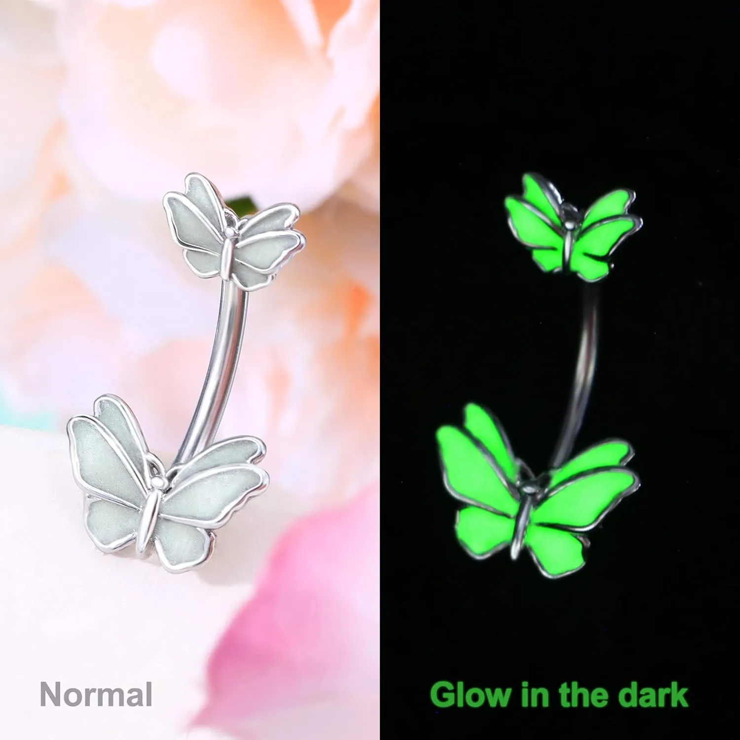 Jewseen Butterfly Belly Button Ring 14g Belly Rings for Women Surgical Steel Belly Button Piercing Gold Belly Button Rings Belly Piercing Jewelry