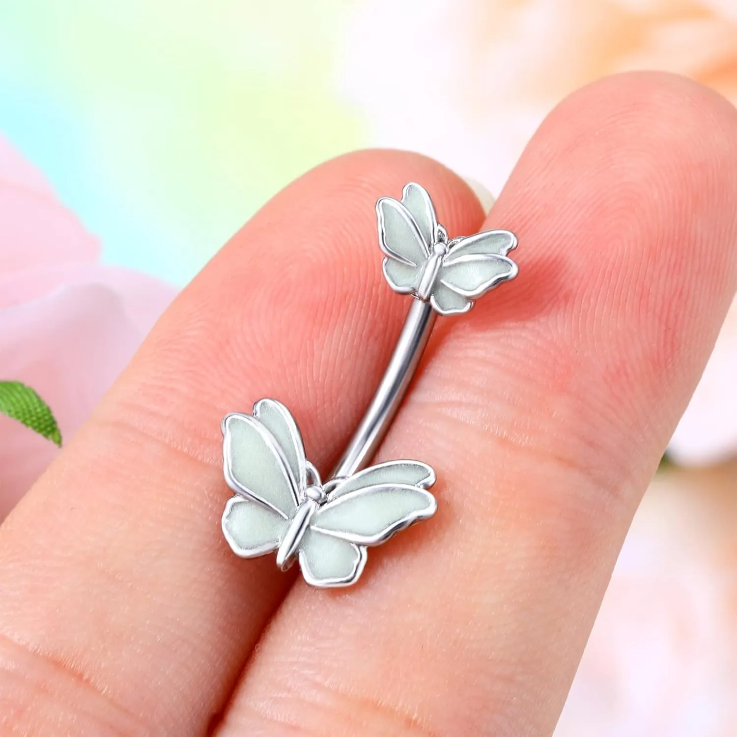 Jewseen Butterfly Belly Button Ring 14g Belly Rings for Women Surgical Steel Belly Button Piercing Gold Belly Button Rings Belly Piercing Jewelry