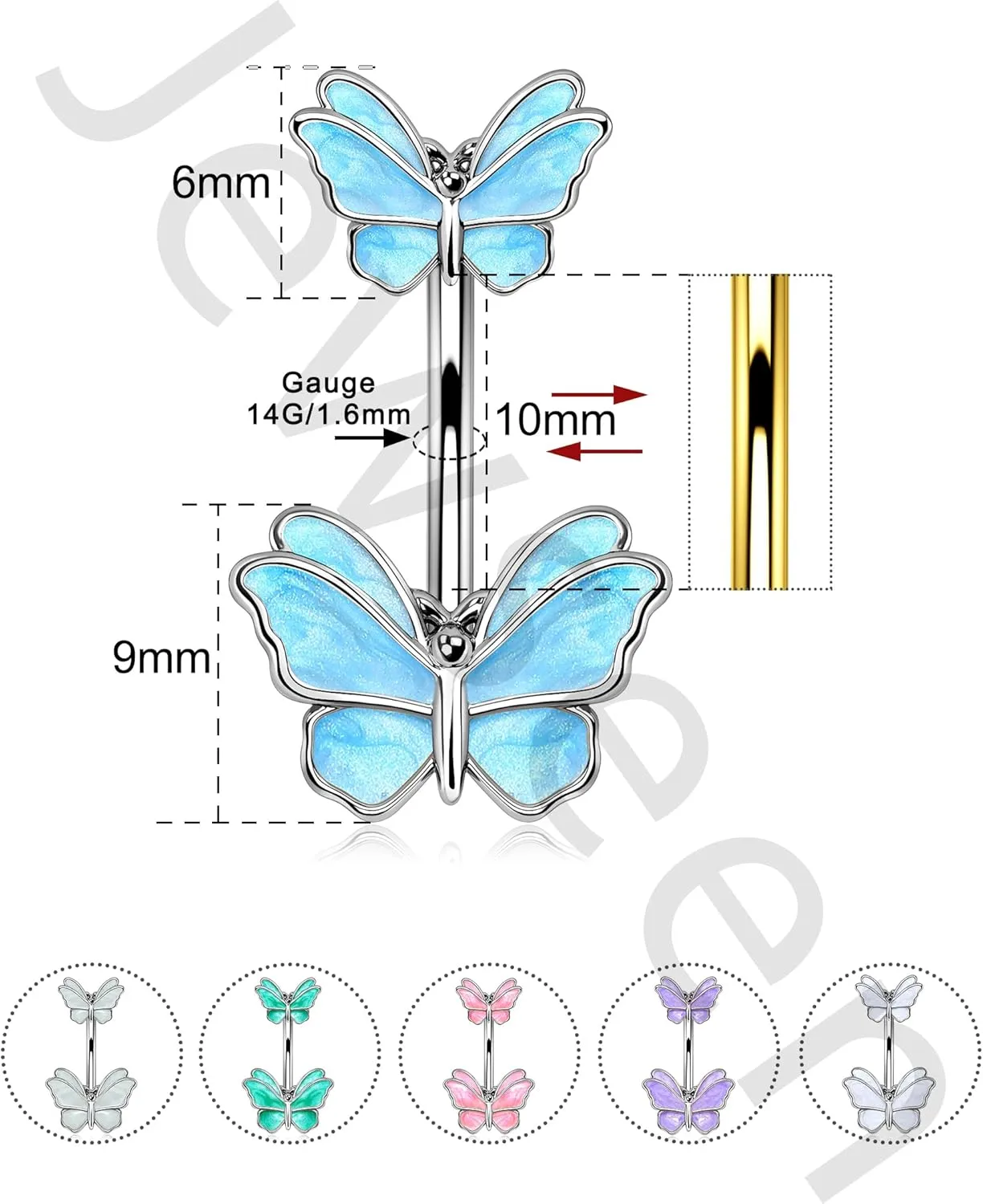 Jewseen Butterfly Belly Button Ring 14g Belly Rings for Women Surgical Steel Belly Button Piercing Gold Belly Button Rings Belly Piercing Jewelry