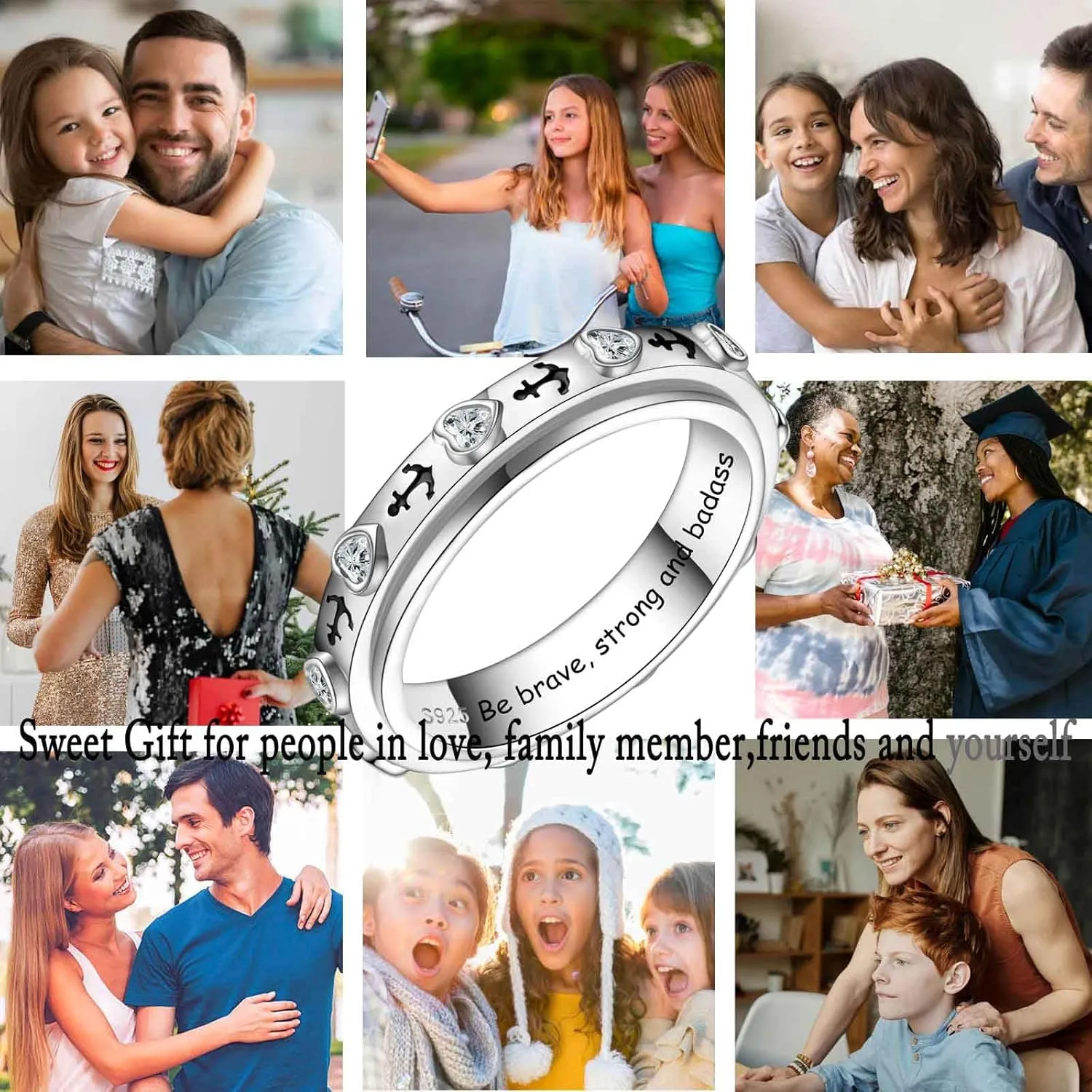 JLYY Sterling Silver Fidget Spinner Ring Anxiety Worry Relieving Stress Boredom ADHD Autism Band Spinning Rings for Women Men