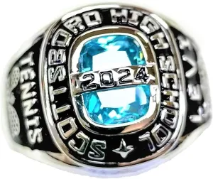 JNJ Customizable Class Ring for Men high school and college graduates, Sterling Silver, Birthstone Class Ring, Suqare stone, Modern Collection-Jour Nouveau Jewelry