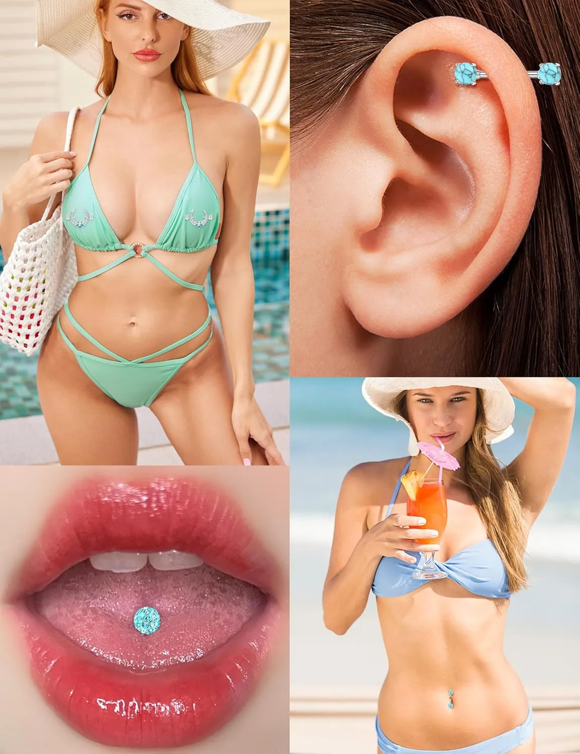 JOERICA 6 Pairs 14G Nipple Rings for Women 316L Stainless Steel Heart Butterfly Moon CZ Flower Barbell Nipple Rings Set Cute Nipplerings Piercing Jewelry