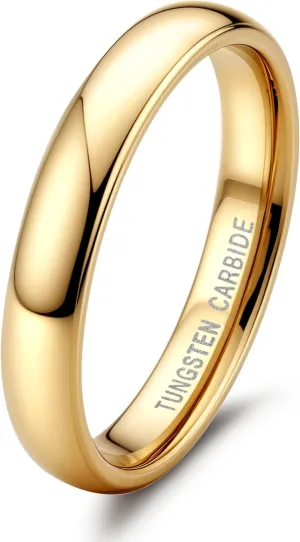 Jstyle 2mm 4mm Tungsten Rings for Men Women Hypoallergenic Wedding Band Rings Gold/Silver Domed High Polish Comfort Fit Size 6-12 Not Tarnished