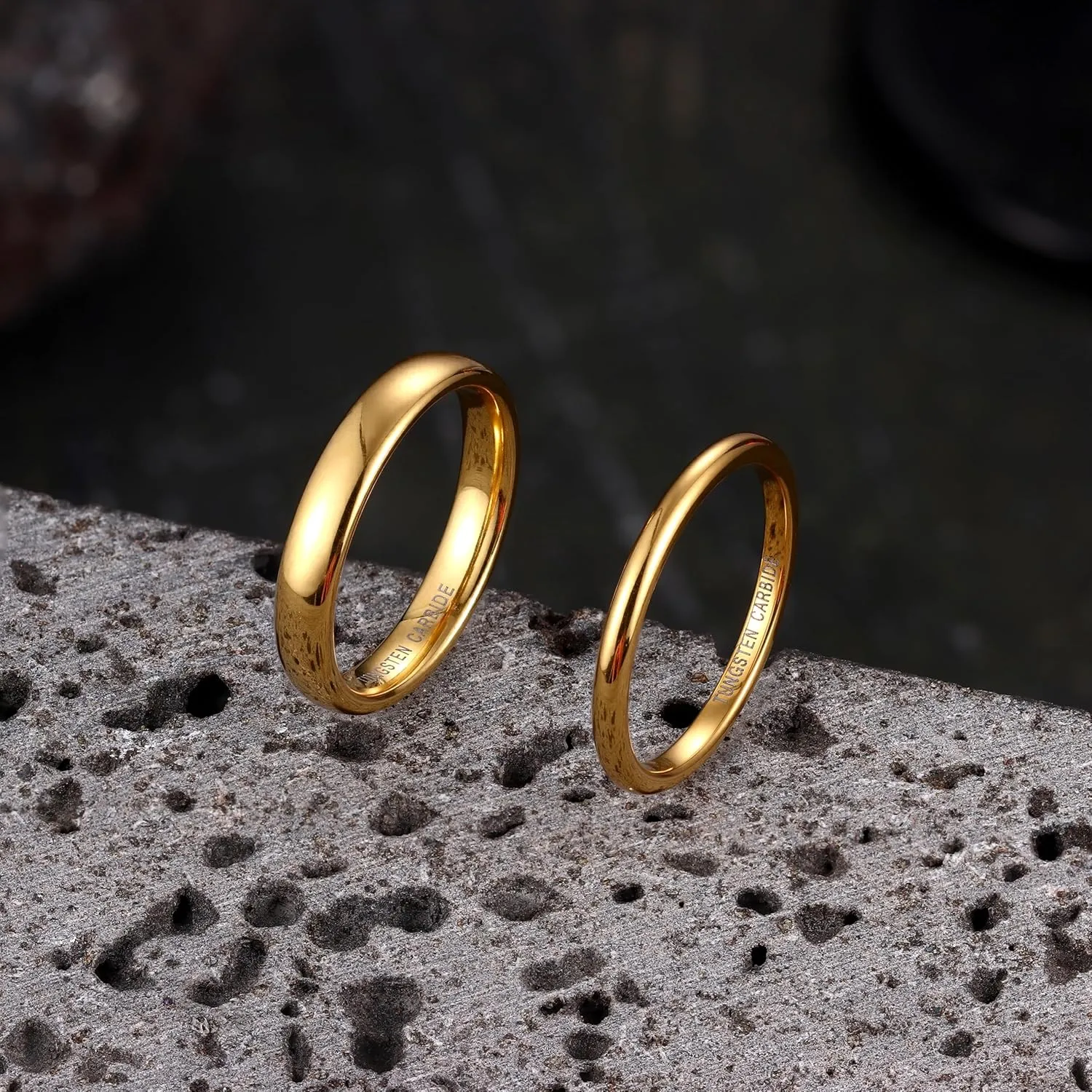 Jstyle 2mm 4mm Tungsten Rings for Men Women Hypoallergenic Wedding Band Rings Gold/Silver Domed High Polish Comfort Fit Size 6-12 Not Tarnished