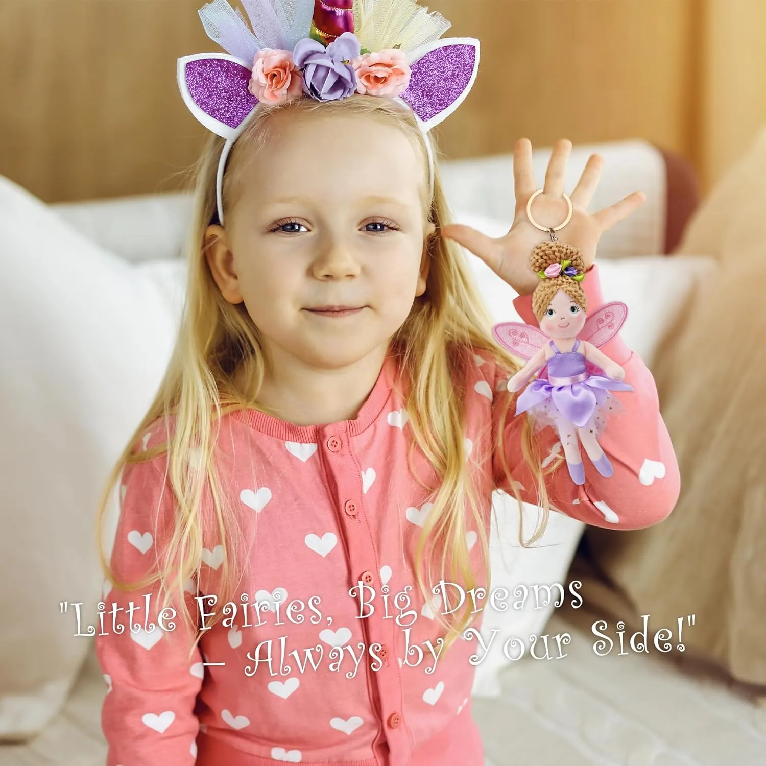 June Garden 7" Enchanted Garden Fairy Doll Faye - Plush Soft Keychain - Bag Charm Gift for Girls - Blue