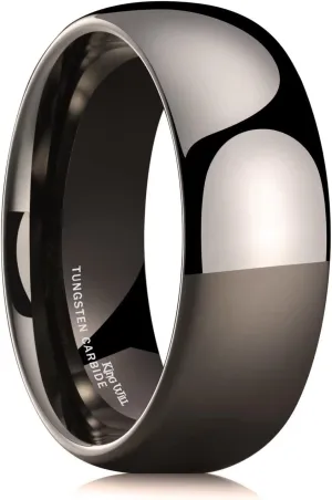 King Will 2mm 4mm 6mm 7mm 8mm Silver Tungsten Carbide Mens Ring - Basic Wedding Band for Men Women, Silver Gunmetal Black Blue Domed High Polish Finish Wedding Ring, Comfort Fit Size 4-15
