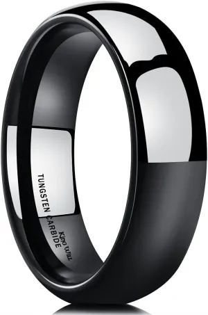 King Will 2mm 4mm 6mm 7mm 8mm Silver Tungsten Carbide Mens Ring - Basic Wedding Band for Men Women, Silver Gunmetal Black Blue Domed High Polish Finish Wedding Ring, Comfort Fit Size 4-15